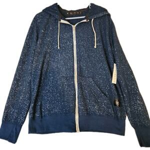 KINETIX Man's Full Zip Up Utility Sweater Jacket NEW Size Large Chunky Knit Blue